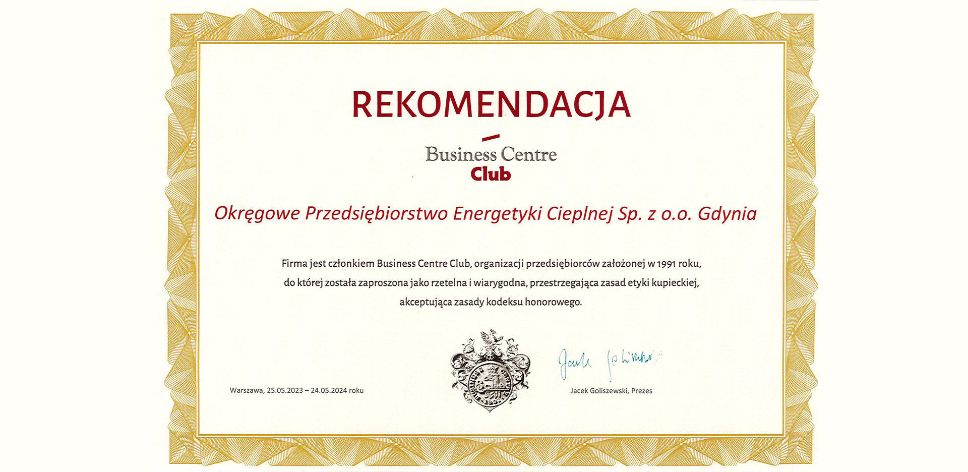 Rekomendacja Business Centre Club dla OPEC Gdynia